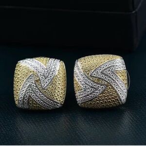Yellow Diamond (IR) Accent Fancy Earrings in 18K YG Plated and Platinum Bond